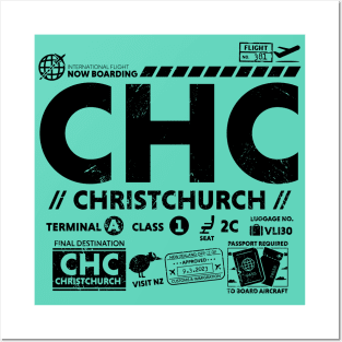 Vintage Christchurch CHC Airport Code Travel Day Retro Travel Tag New Zealand B Posters and Art